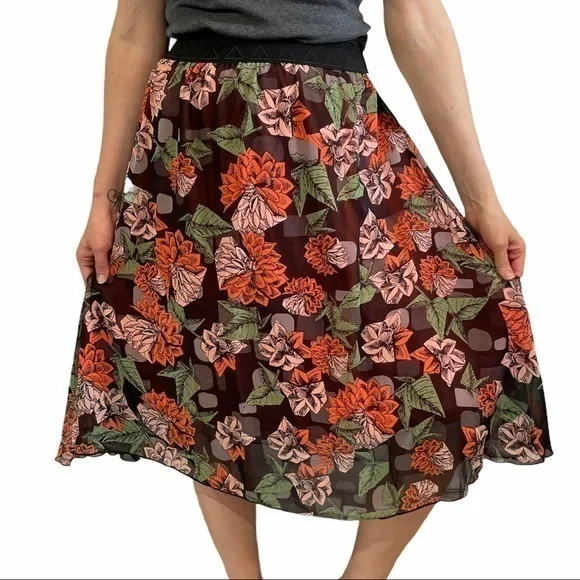 LULAROE Black Floral Lola Small - Picture 1 of 9